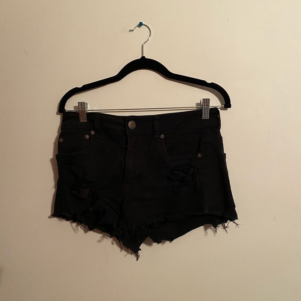 Black jean shorts